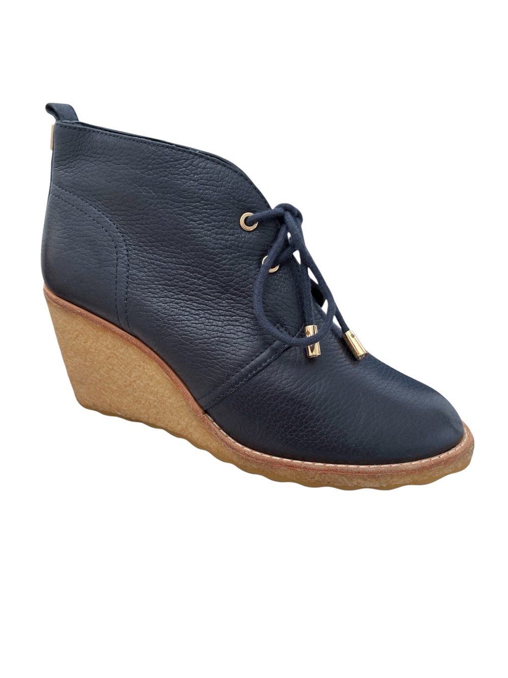 Tory Burch Leather Fur Lined Wedge Booties